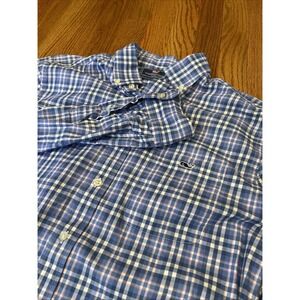Vineyard Vines Men's Slim Fit Tucker Shirt Blue Plaid Whale Logo Size Medium
